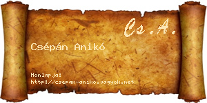 Csépán Anikó névjegykártya